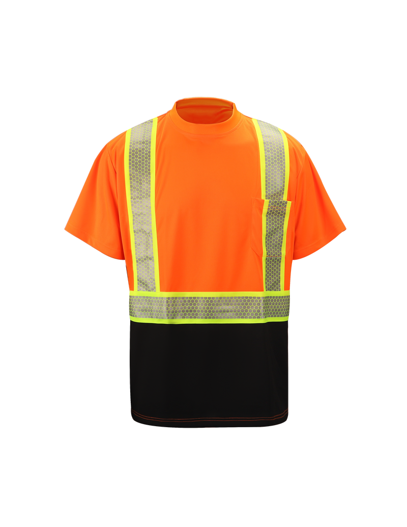 Reflective High Visibility T-Shirt Honeycomb Stripes Black Bottom